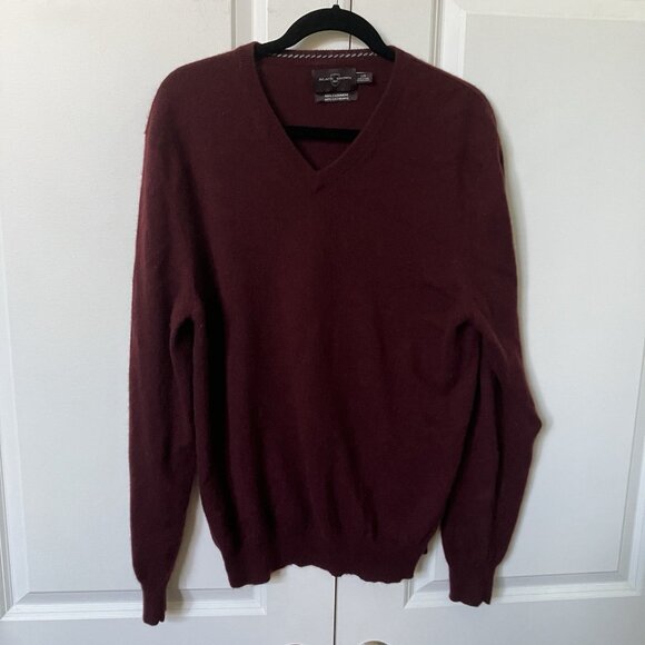 Black Brown 1826 Cashmere Sweater Mens L Red 100% Cashmere Grandpa Academia Knit - Picture 2 of 6